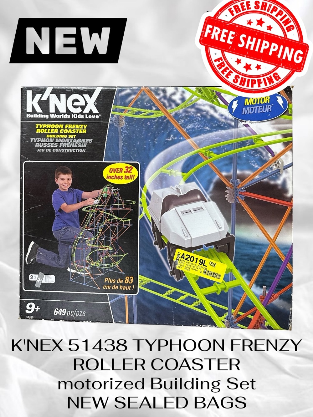 K'NEX 51438 TYPHOON FRENZY ROLLER COASTER motorized Building Set NEW SEALED BAGS